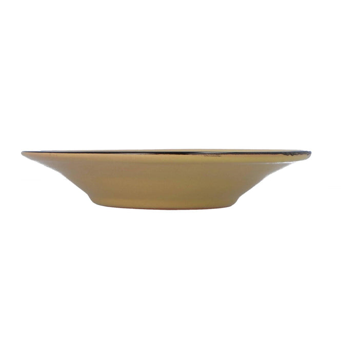Pastabord palmboom honinggeel gladde rand 23cm - Diepe borden - Enza Fasano