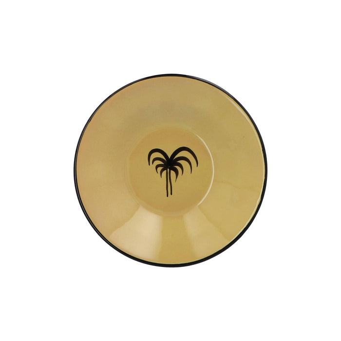Pastabord palmboom honinggeel gladde rand 23cm - Diepe borden - Enza Fasano