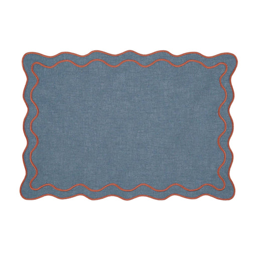 Placemat Beja blue with terracotta 35x50cm - Placemats - Mariaida Home