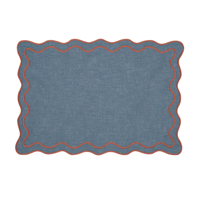Placemat Beja blue with terracotta 35x50cm - Placemats - Mariaida Home