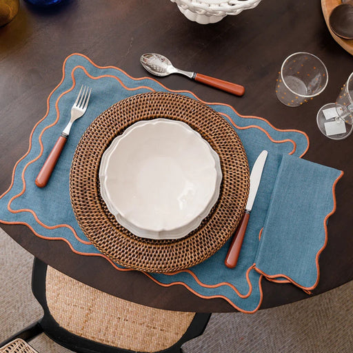 Placemat Beja blue with terracotta 35x50cm - Placemats - Mariaida Home