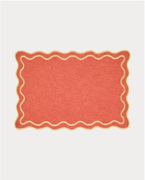 Placemat Beja terracotta with green 35x50cm - Placemats - Mariaida Home
