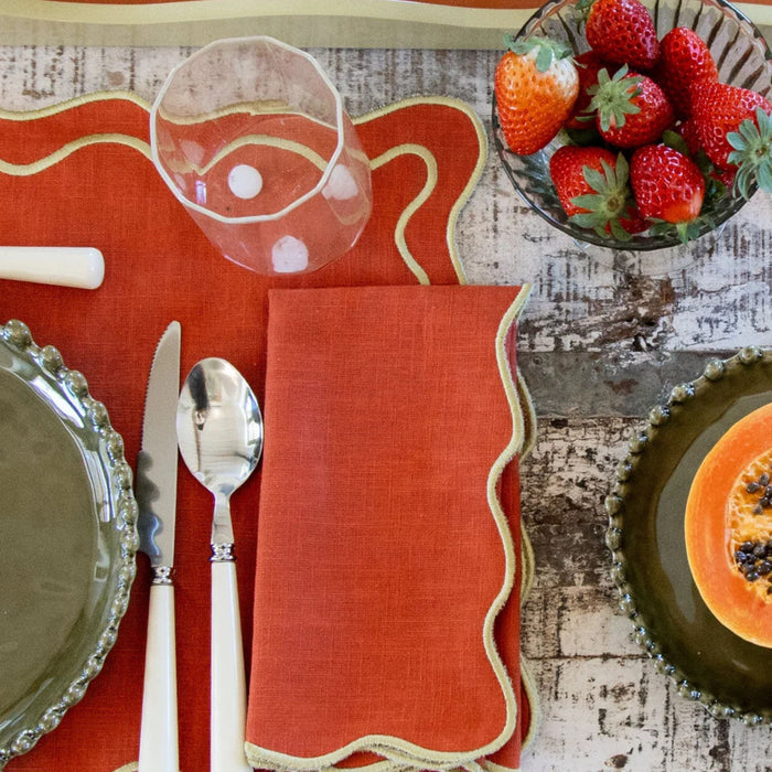 Placemat Beja terracotta with green 35x50cm - Placemats - Mariaida Home