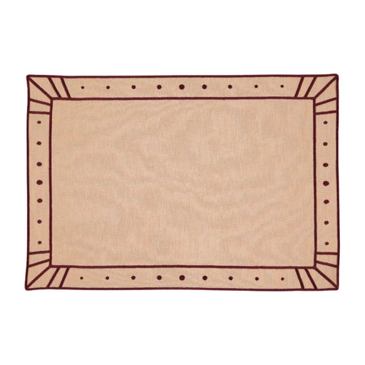 Placemat Belle Nuit salmon with burgundy 30x50cm - Placemats - Mariaida Home