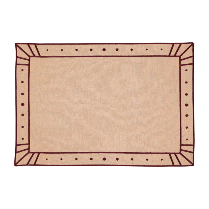 Placemat Belle Nuit salmon with burgundy 30x50cm - Placemats - Mariaida Home