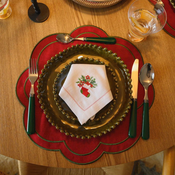 Placemat Burgundy with Green 40cm - Placemats - Mariaida Home
