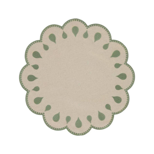 Placemat Gotas geborduurd green 40cm - Placemats - Mariaida Home