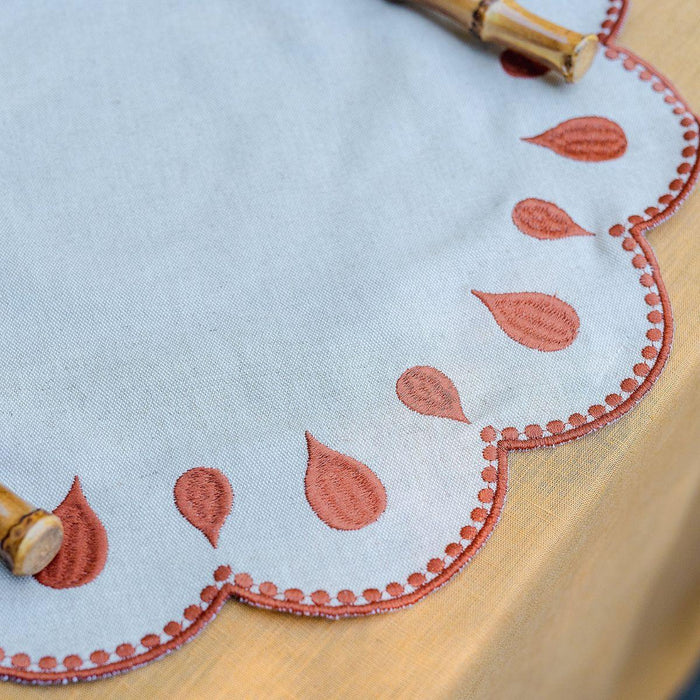 Placemat Gotas geborduurd terracotta 40cm - Placemats - Mariaida Home