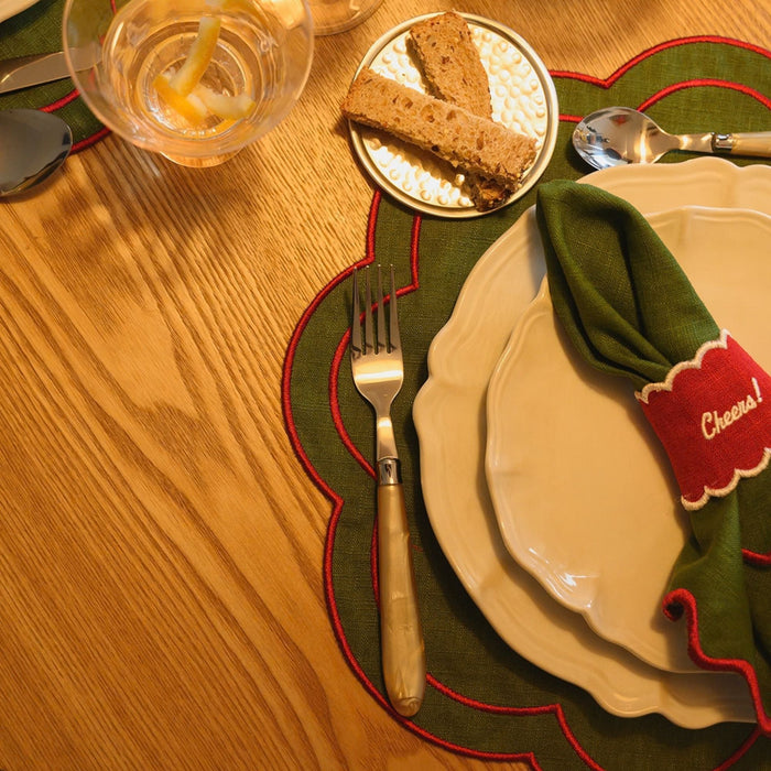Placemat Green with Burgundy 40cm - Placemats - Mariaida Home
