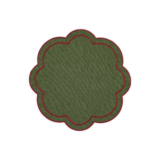 Placemat Green with Burgundy 40cm - Placemats - Mariaida Home