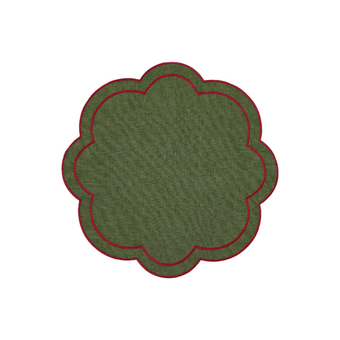 Placemat Green with Burgundy 40cm - Placemats - Mariaida Home