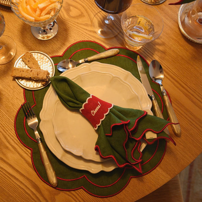 Placemat Green with Burgundy 40cm - Placemats - Mariaida Home