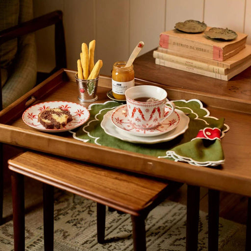 Placemat Iris groen met wit 45x45cm - Placemats - Mariaida Home