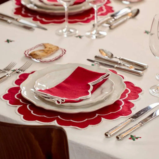 Placemat Iris rood met wit 45x45cm - Placemats - Mariaida Home