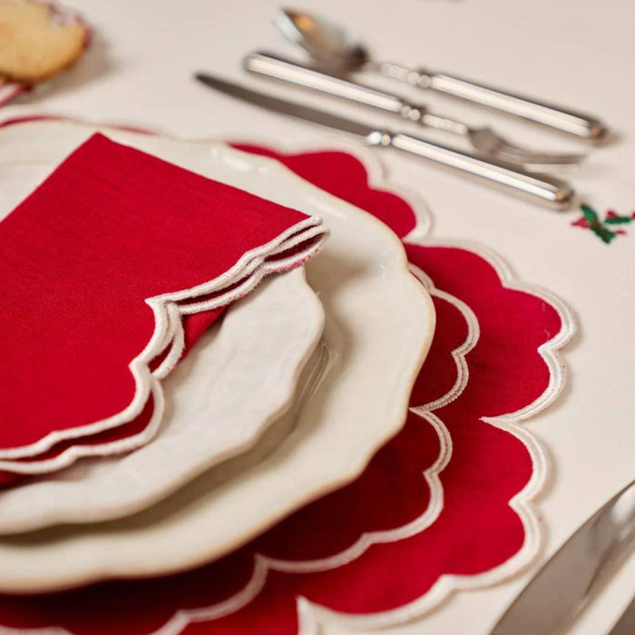 Placemat Iris rood met wit 45x45cm - Placemats - Mariaida Home