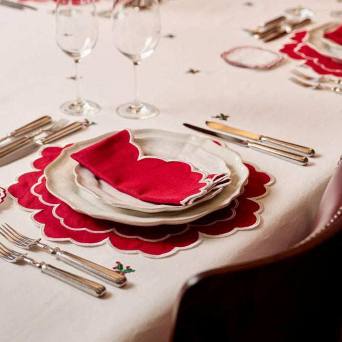 Placemat Iris rood met wit 45x45cm - Placemats - Mariaida Home
