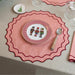 Placemat Navy geborduurd zalmroze met rood 45cm - Placemats - Mariaida Home