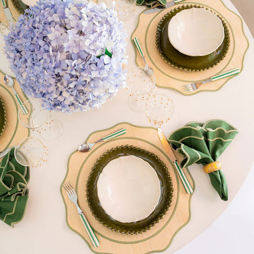 Placemat Orla Raffia with green 45cm - Placemats - Mariaida Home