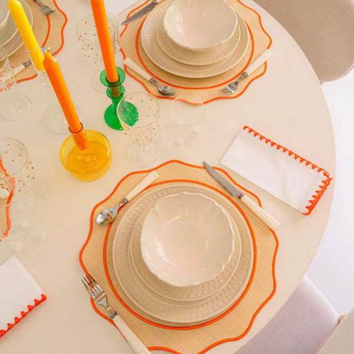 Placemat Orla Raffia with orange 45cm - Placemats - Mariaida Home