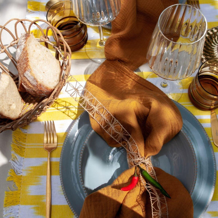 Placemat rafelrand Amarillo Limon motief 104 50x35cm - Placemats - Teixits Vicens