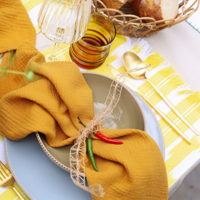 Placemat rafelrand Amarillo Limon motief 104 50x35cm - Placemats - Teixits Vicens