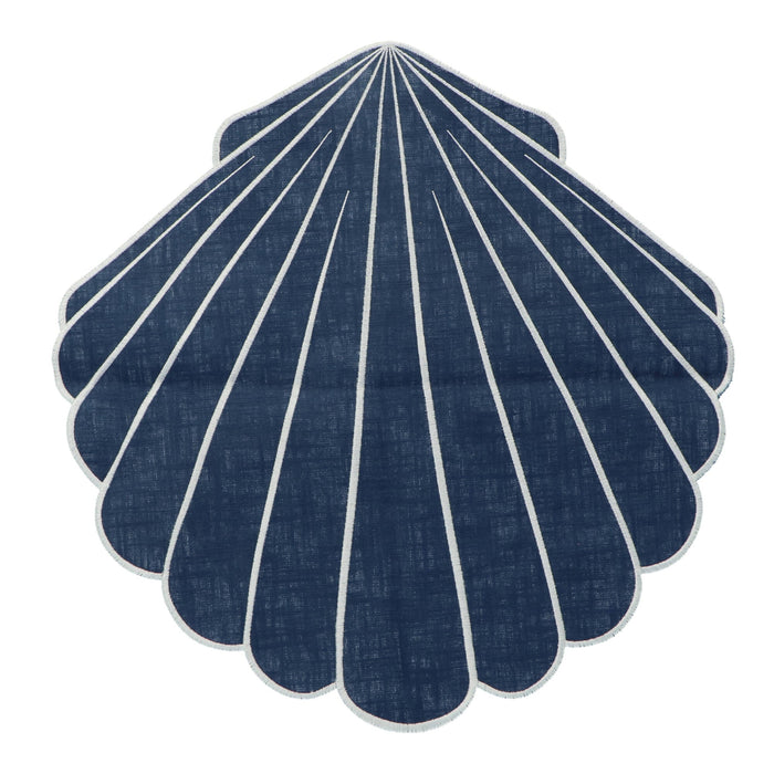 Placemat Shell Blue with white 40cm - Placemats - Mariaida Home