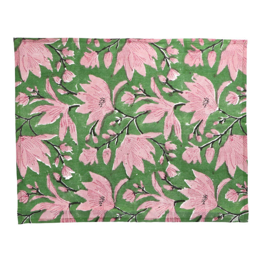 Placemats handgeprint katoen groen roze bloem motief 40x50cm (set van 4) Les Ottomans - FOODIES IN HEELS