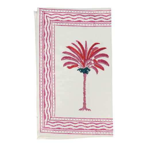 Placemats handgeprint katoen roze wit palmboom 40x50cm (set van 4) Les Ottomans - FOODIES IN HEELS