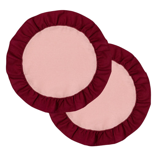 Placemats rond Ruffle Cherry & Roze 38cm (set van 2) - Placemats - Kulu Club