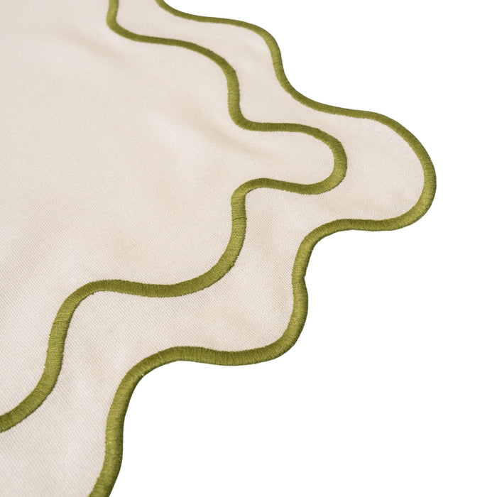 Placemats wavy beige & green (set van 2) - Placemats - Kulu Club