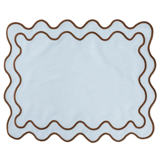 Placemats wavy blauw & bruin (set van 2) - Placemats - Kulu Club