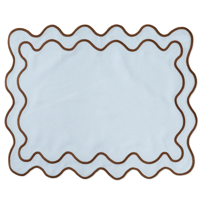 Placemats wavy blauw & bruin (set van 2) - Placemats - Kulu Club