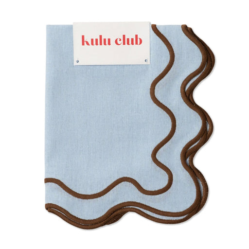 Placemats wavy blauw & bruin (set van 2) - Placemats - Kulu Club