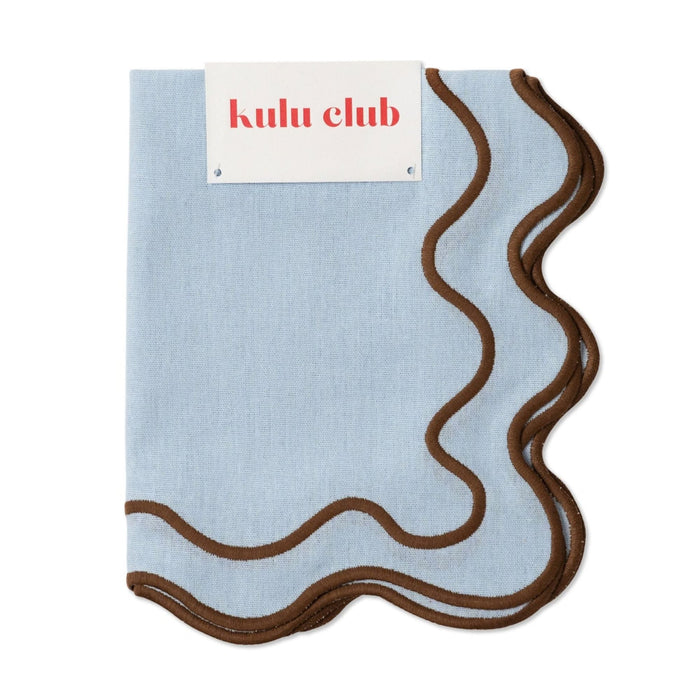 Placemats wavy blauw & bruin (set van 2) - Placemats - Kulu Club