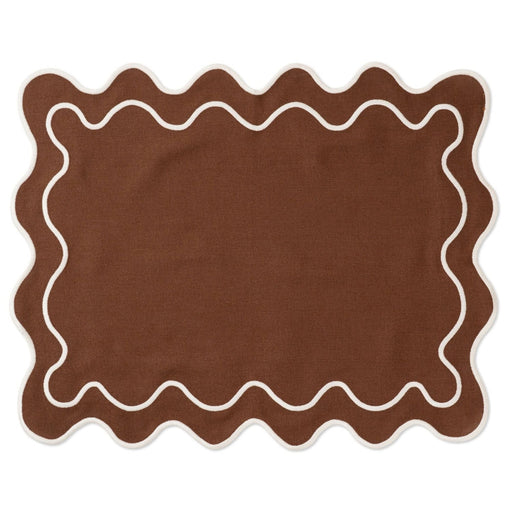 Placemats wavy bruin & wit (set van 2) - Placemats - Kulu Club