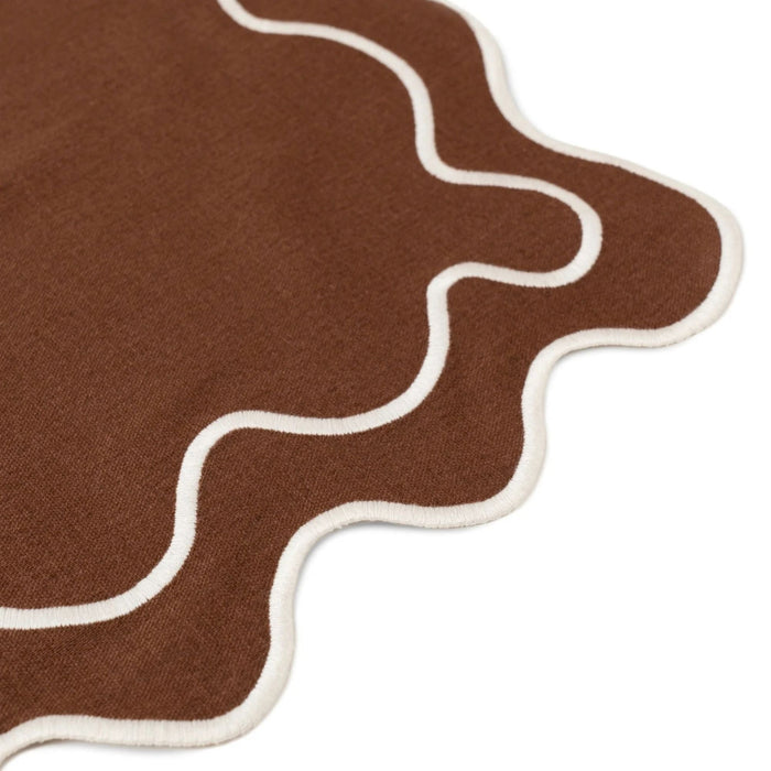 Placemats wavy bruin & wit (set van 2) - Placemats - Kulu Club