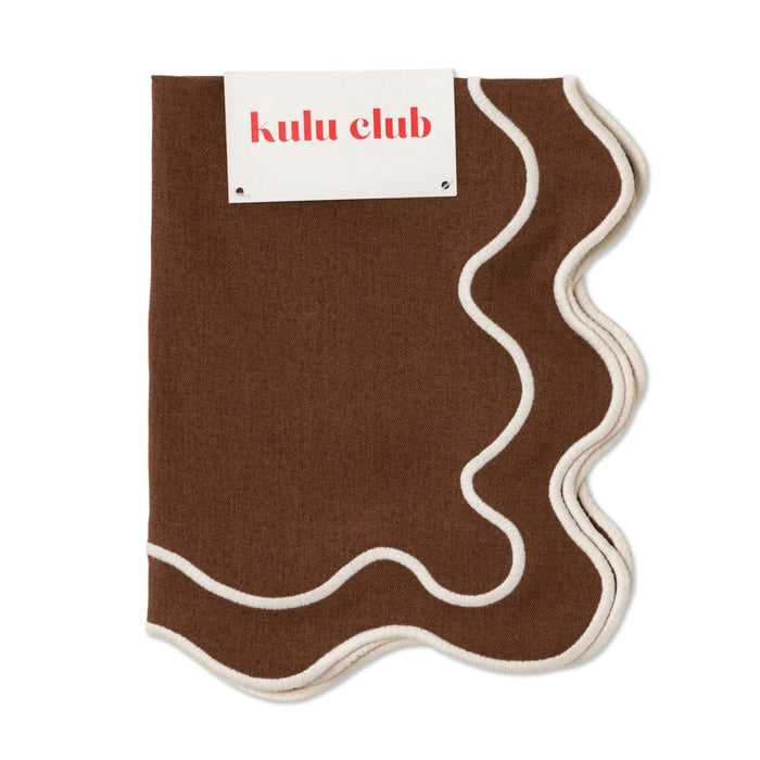 Placemats wavy bruin & wit (set van 2) - Placemats - Kulu Club