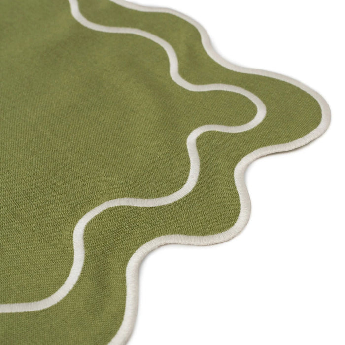 Placemats wavy groen & wit (set van 2) - Placemats - Kulu Club