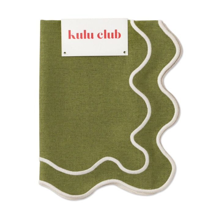 Placemats wavy groen & wit (set van 2) - Placemats - Kulu Club
