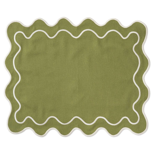 Placemats wavy groen & wit (set van 2) - Placemats - Kulu Club