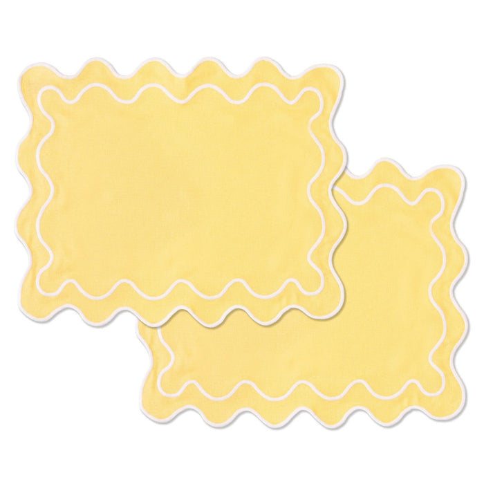 Placemats wavy yellow (set van 2) - Placemats - Kulu Club