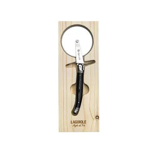 Premium Line pizzasnijder zwart in houten tray - Keukenaccessoires - Laguiole Style de Vie