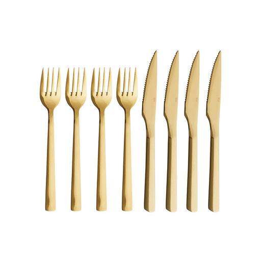 Raw steak knife and fork 8-piece gold Aida - FOODIES IN HEELS