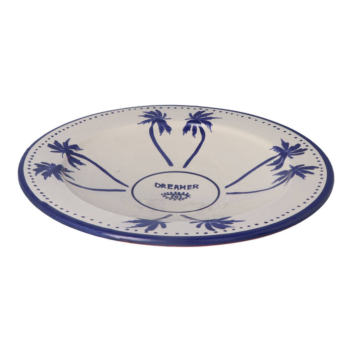 Salade bord Palmtree Blue & White 36cm - Schalen - Dreamer Collectives