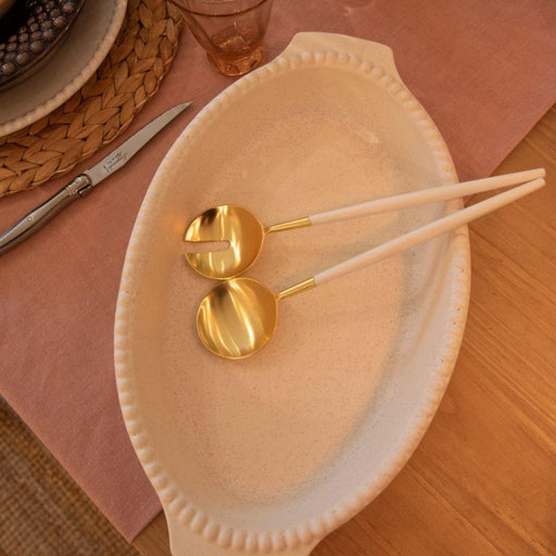 Salad cutlery white with gold Be Home - FOODIES IN HEELS