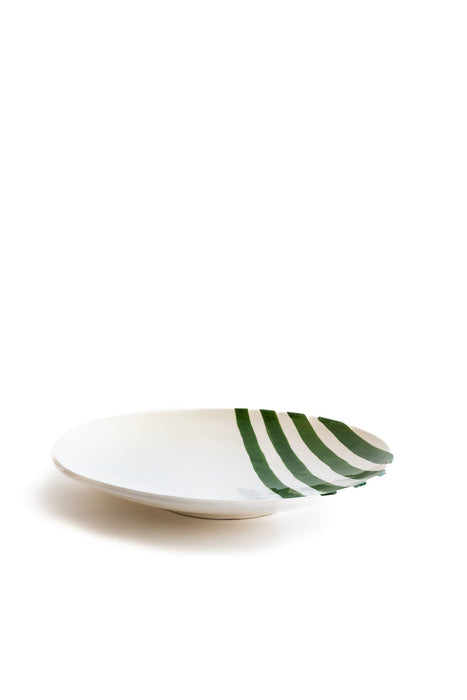 Saladeschaal Dark Green Stripes 35,5cm - Schalen - Val Pottery