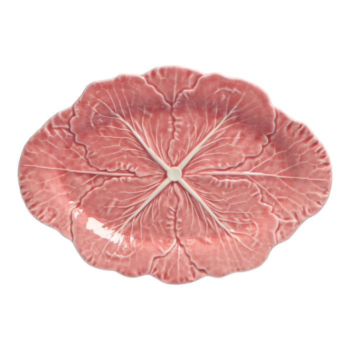 Saladeschaal ovaal koolblad roze 37,5cm - Schalen - Bordallo Pinheiro