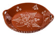 Schaal terracotta wit beschilderd met handvatten 16x16cm - Schalen - Socerâmica