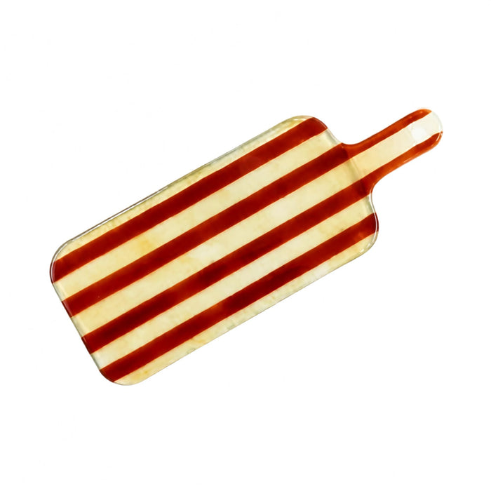 Serveerplateau glas Artisano Amber & Brown Stripes 38x15cm - Serveerplateaus - Cavari Atelier