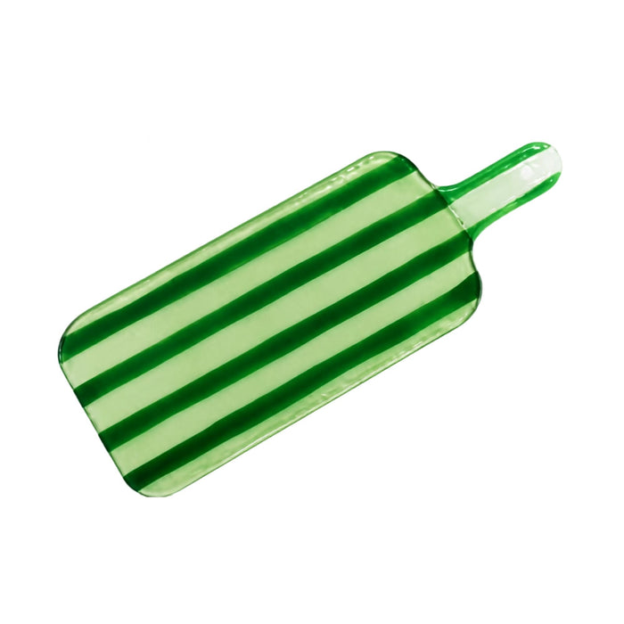 Serveerplateau glas Artisano Green Stripes 38x15cm - Serveerplateaus - Cavari Atelier